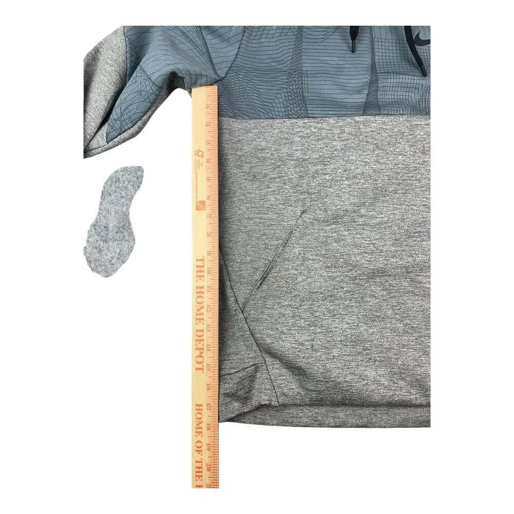 Nike Mens Thema Fleece Pullover AOP 1 Hoodie Gray BV2752 063 Size Medium